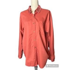 Susan Bristol Casuals Button-up Tunic Blouse Size XL in Rust
